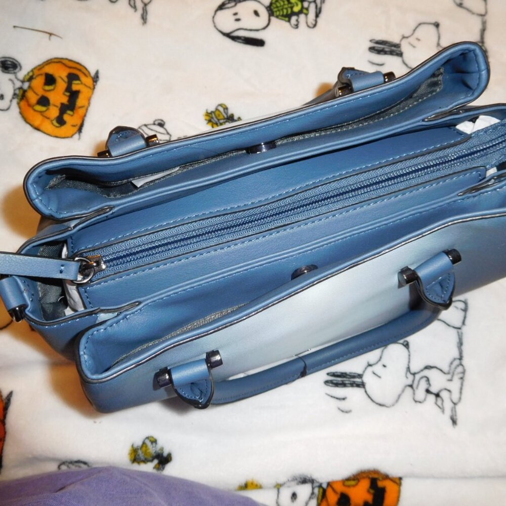 NWT Simply Vera Vera Wang Caitlin Functional Satchel Bag blue tie dye - Picture 13 of 16